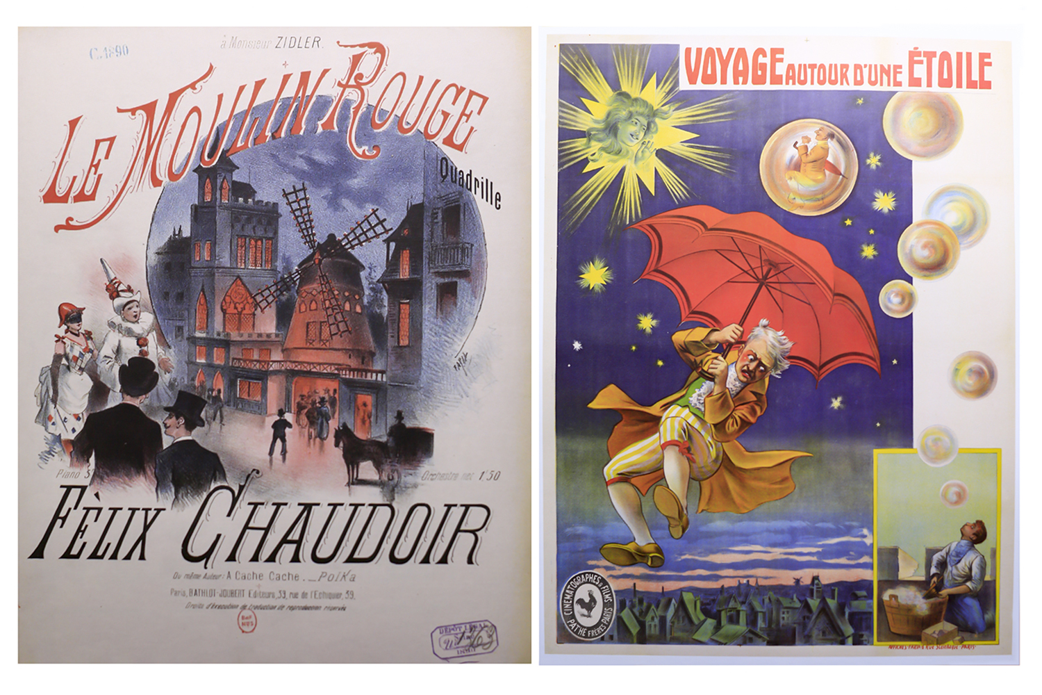 Cartazes de filmes feitos por Cândido quando começa a trabalhar com cinema em Paris (à esquerda, p.154; à direita, p.178)